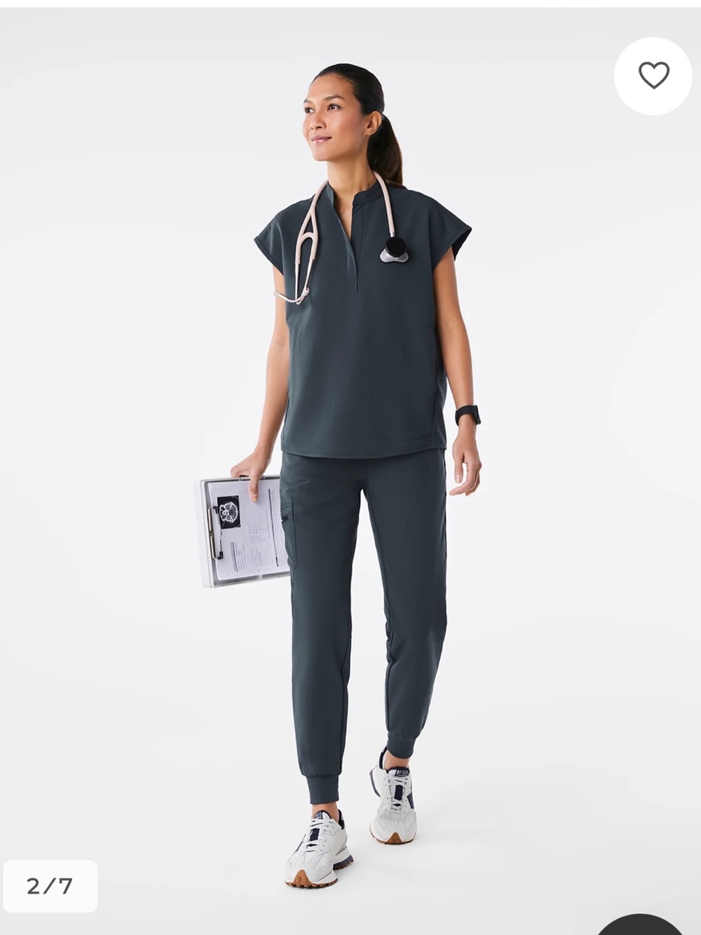 FIGS Grey Sleeveless Rafaela Oversized Scrub Top with V-Neck Size L